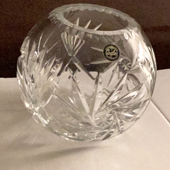 Lead Crystal Rose Bowl by Cazlor, Handmade, 24% Hand Cut Lead Crystal Rose Bowl - Picture 3 of 9